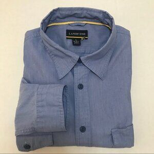 Lands’ End Traditional Fit Roll Shirt Blue Large